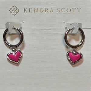 Kendra Scott Pink Heart & Silver Huggie Earrings NWT MSRP $65